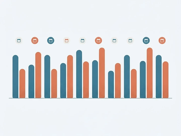 Ilustração de barras comparando os meses de um ano