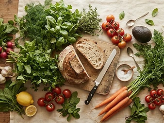 Fresh produce and ingredients for a weekly meal plan