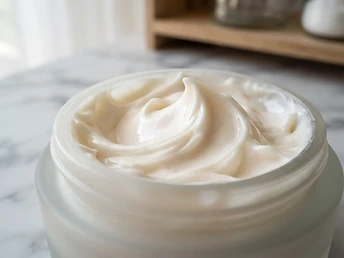 Macro swirl of rich ivory cream texture