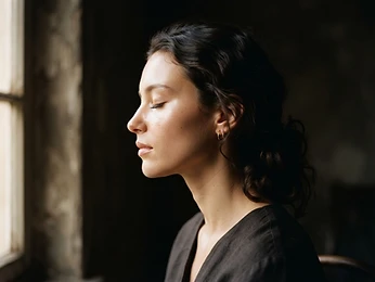A serene profile portrait in soft window light