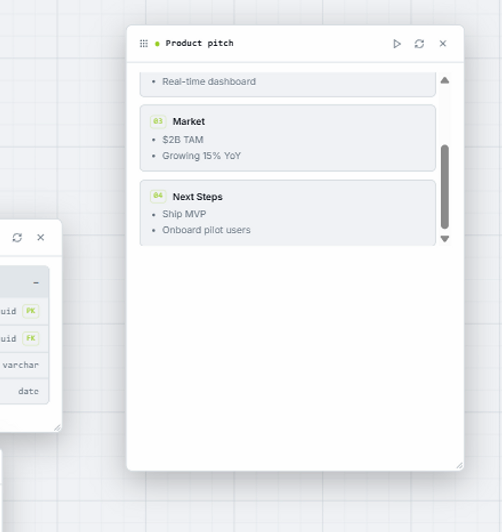 Slide design system — numbered badges, structured bullets, and the VaporSpace obsidian-and-lime aesthetic