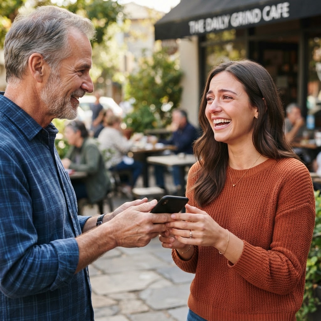 A grateful owner receiving their lost phone back