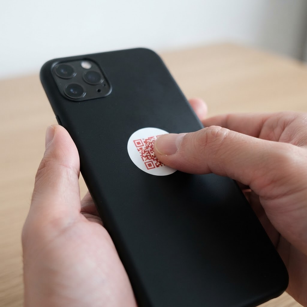 Placing a red QR sticker on the back of a smartphone
