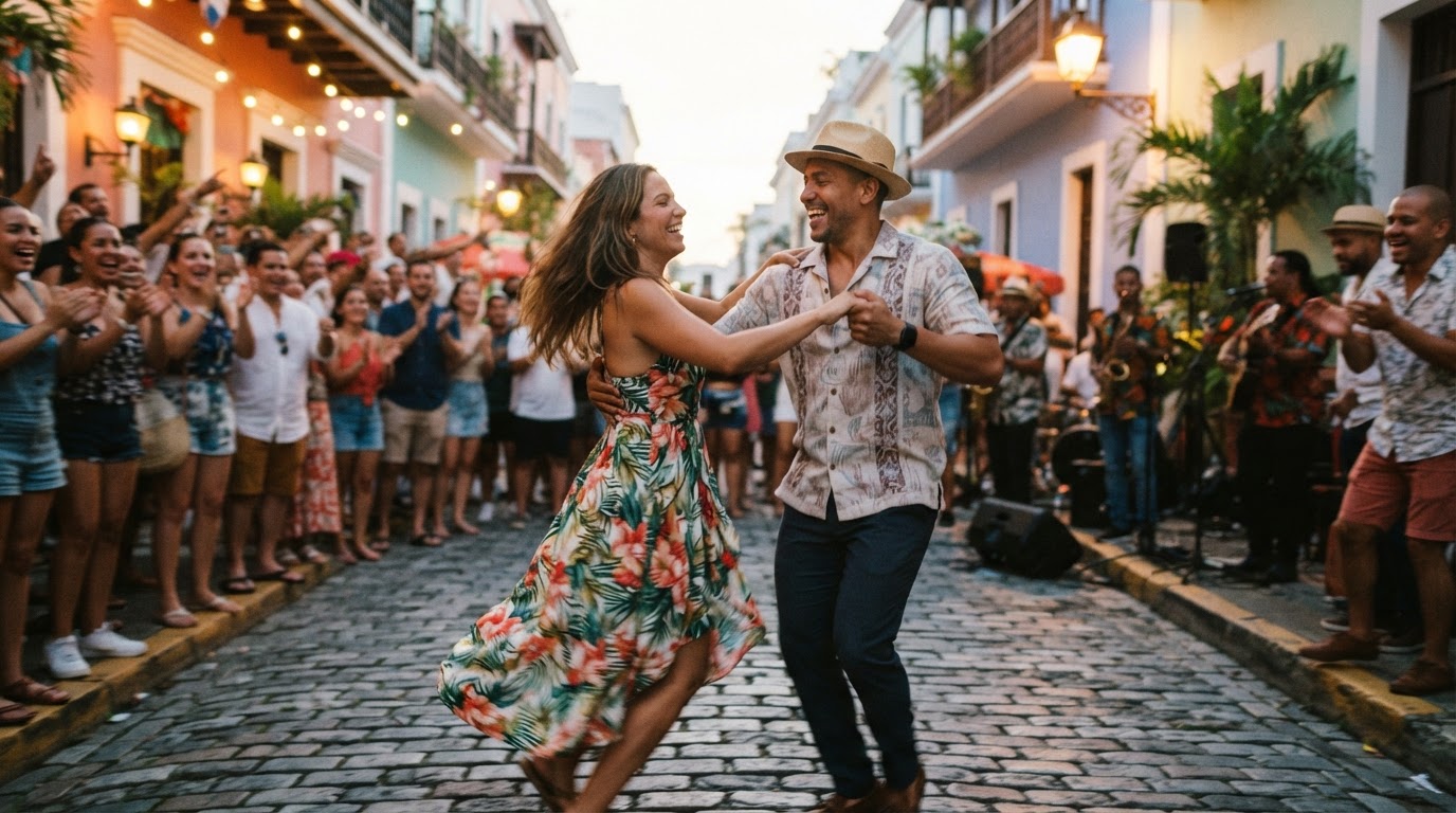 People salsa dancing in Puerto Rico