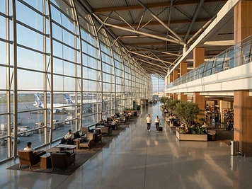 Bright modern airport terminal