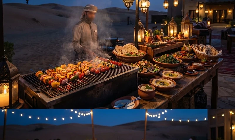 Desert safari food menu with vegetarian options