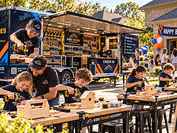 A builder's party in the driveway