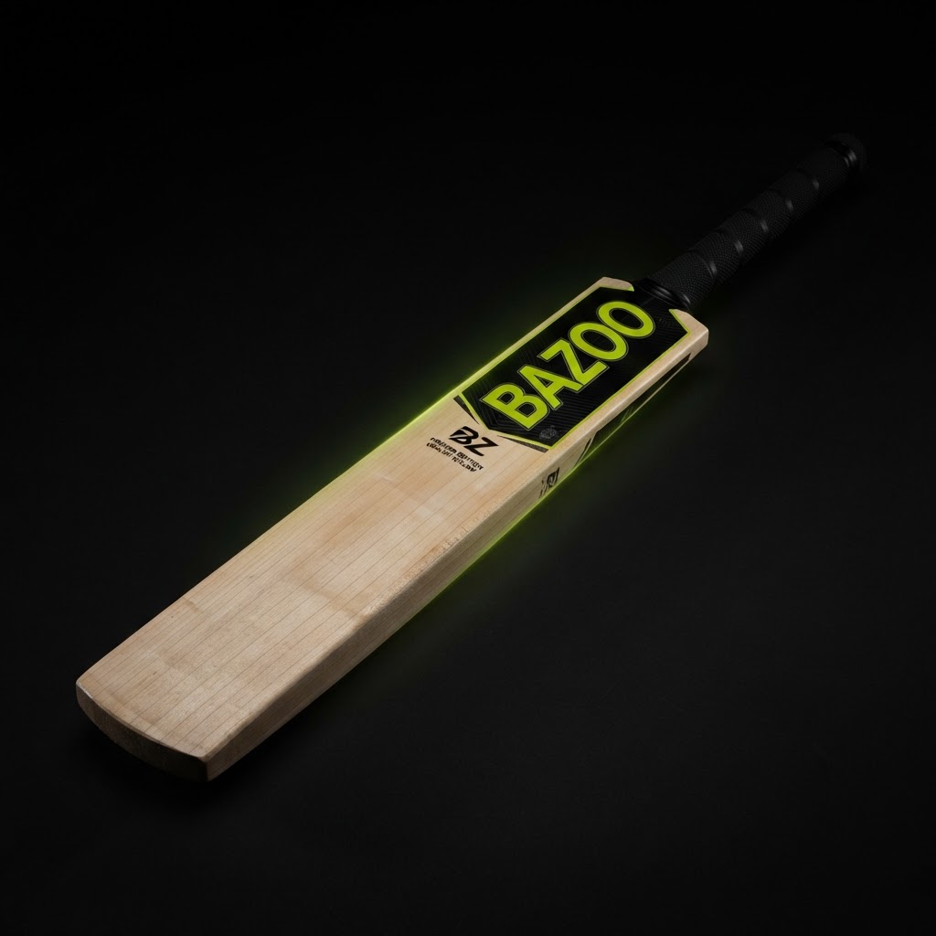 Side profile of the Bazoo Torpedo cricket bat showing mass concentrated in the middle