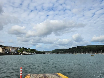 Looking upriver past the moored boats from the lower ferry ramp