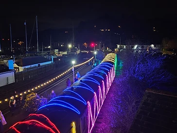 The steam railway's festive train of lights at Christmas