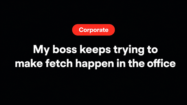 My boss keeps trying to make fetch happen in the office