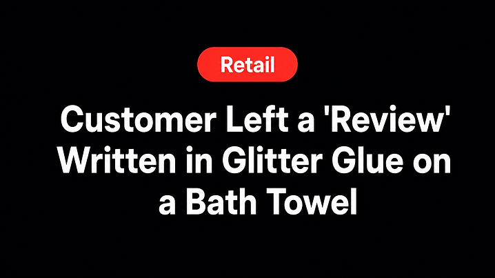 Customer Left a 'Review' Written in Glitter Glue on a Bath Towel