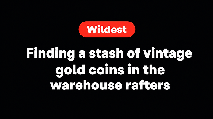 Finding a stash of vintage gold coins in the warehouse rafters