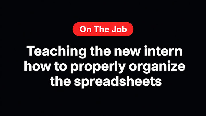 Teaching the new intern how to properly organize the spreadsheets