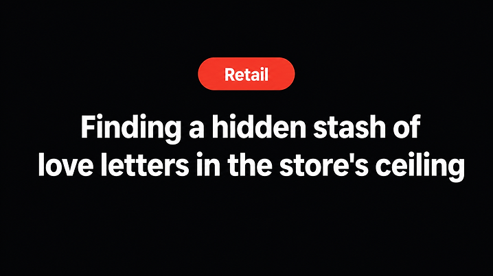 Finding a hidden stash of love letters in the store's ceiling