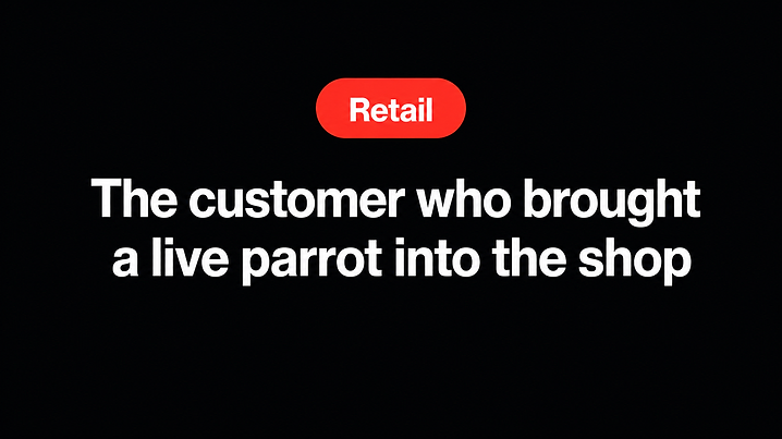 The customer who brought a live parrot into the shop