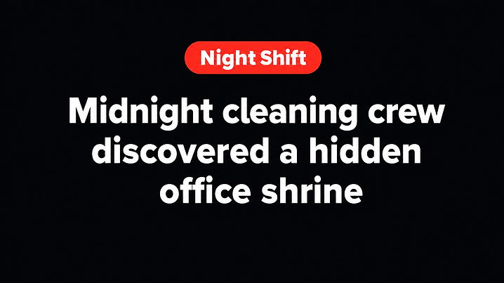 Midnight cleaning crew discovered a hidden office shrine