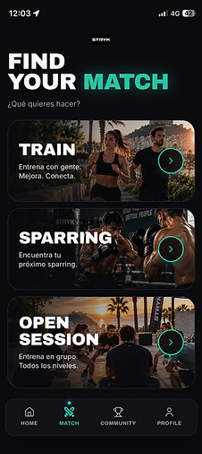 Captura de la app STRYK: Match · Encuentra a los tuyos