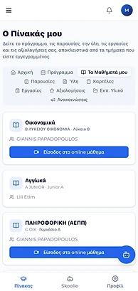 Ο πίνακά μου στην εφαρμογή eFrodistirio