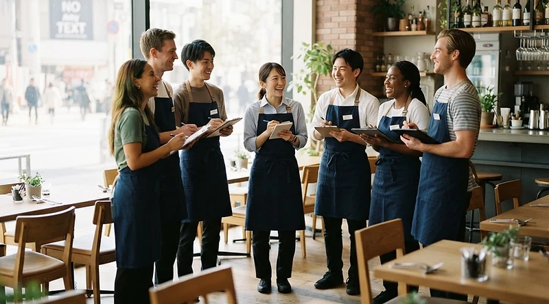 SHOKU-TOのチームが飲食店の採用について話し合うミーティングの様子