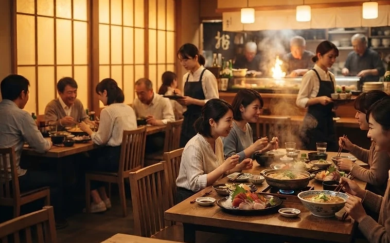 飲食店のキッチンで調理するスタッフの様子