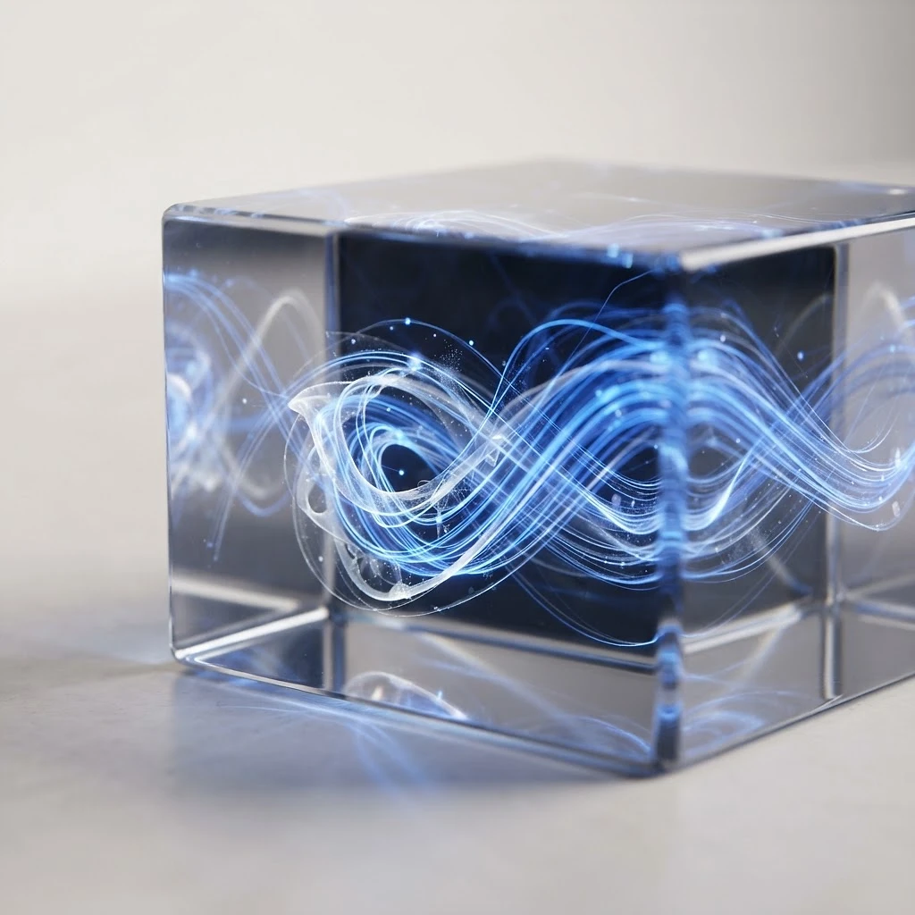 Data stream frozen in glass