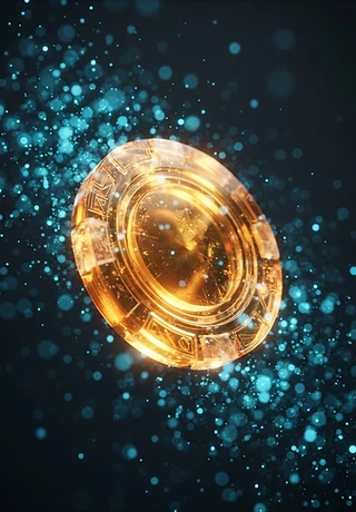 Crystal chip glowing in amber light