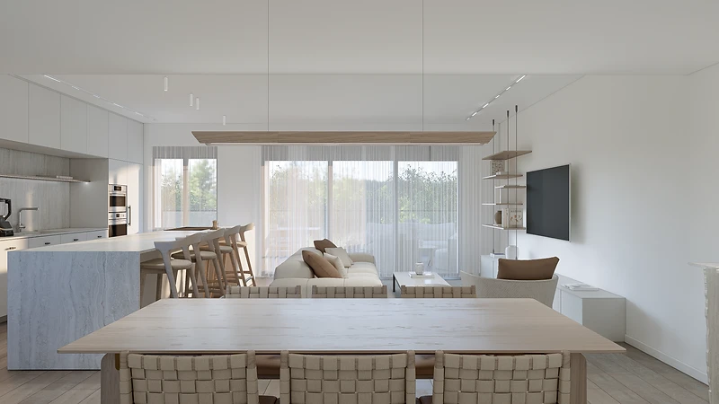 YD APARTMENT — חלל מגור ואוכל פתוח בדירת מגורים בהוד השרון, עיצוב פנים מאת שיר שיין