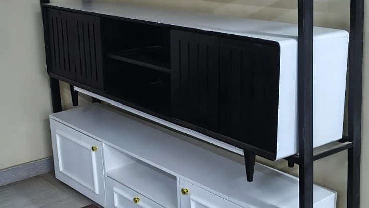 NEW 6FT TV STAND – BROWN & WHITE