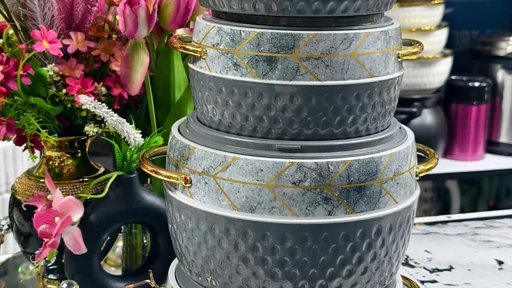 gray and white hot pots
