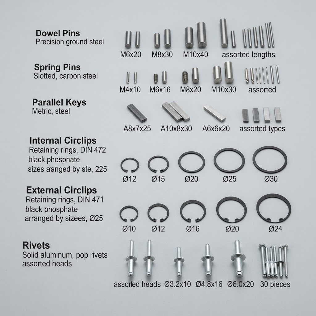 Goupilles, clavettes, circlips et rivets