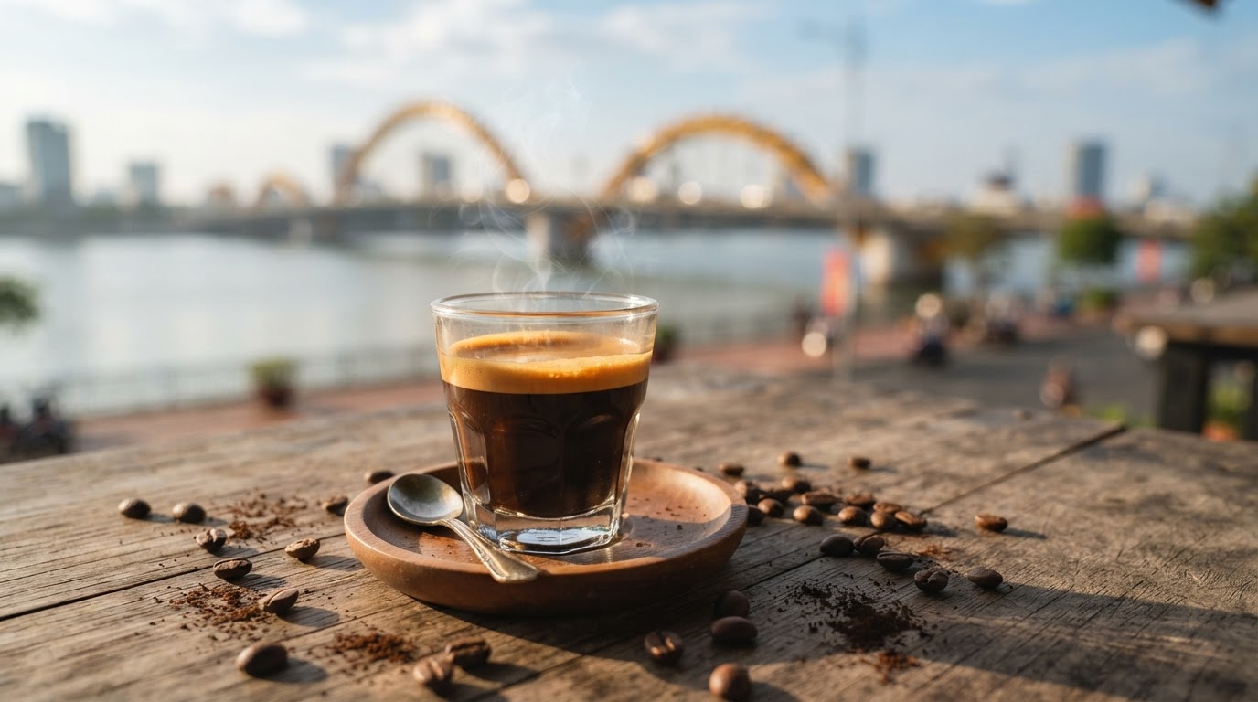 Cuban cafecito by the Han River in Da Nang