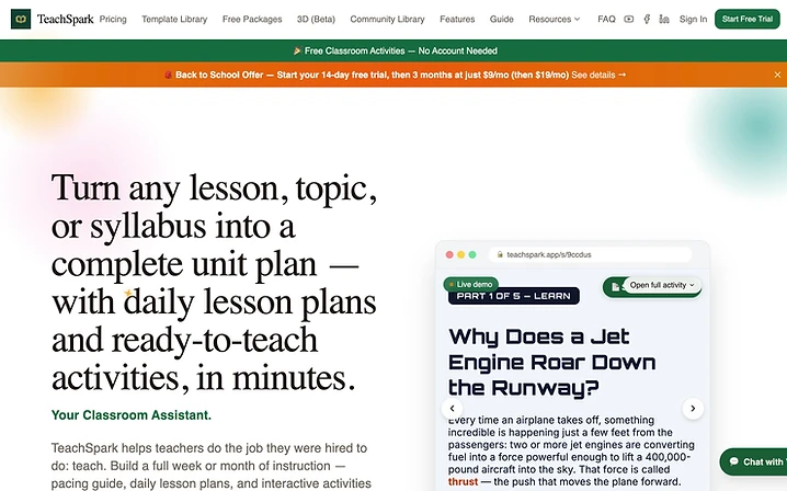 TeachSpark platform interface
