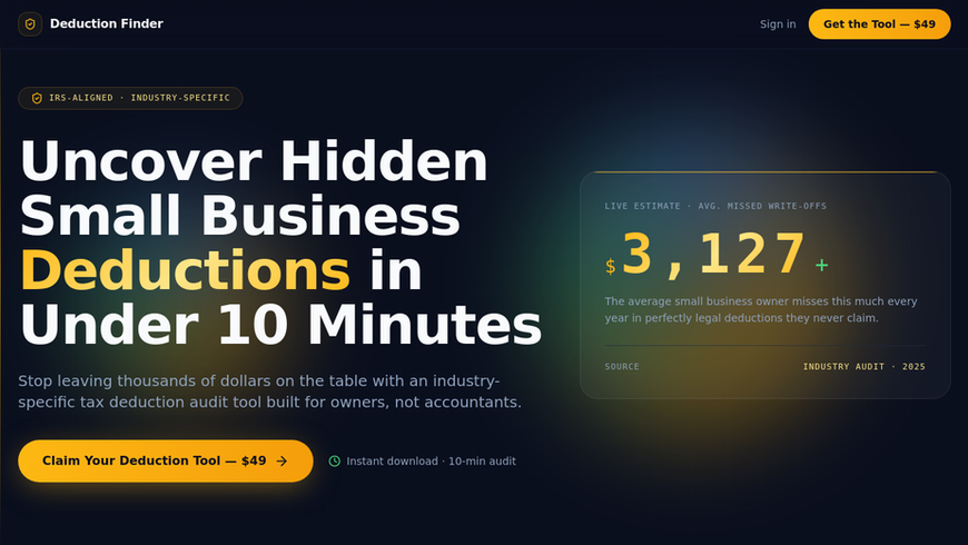 Small Business Tax Deduction Finder / Maximizer template preview