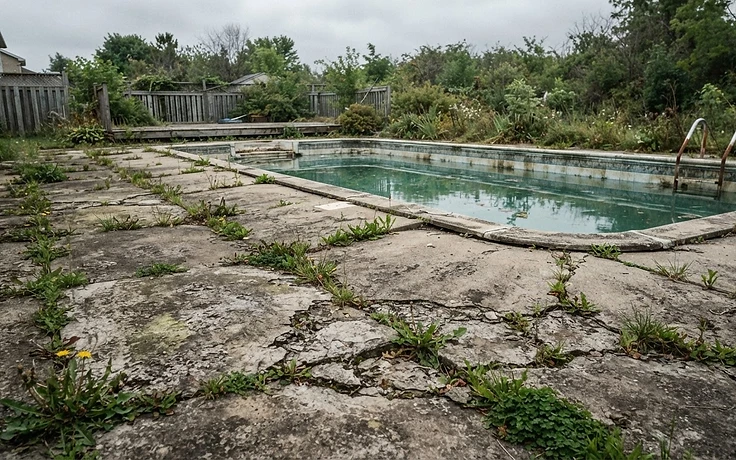 Austin pool deck masonry before and after by R&J Masonry — before