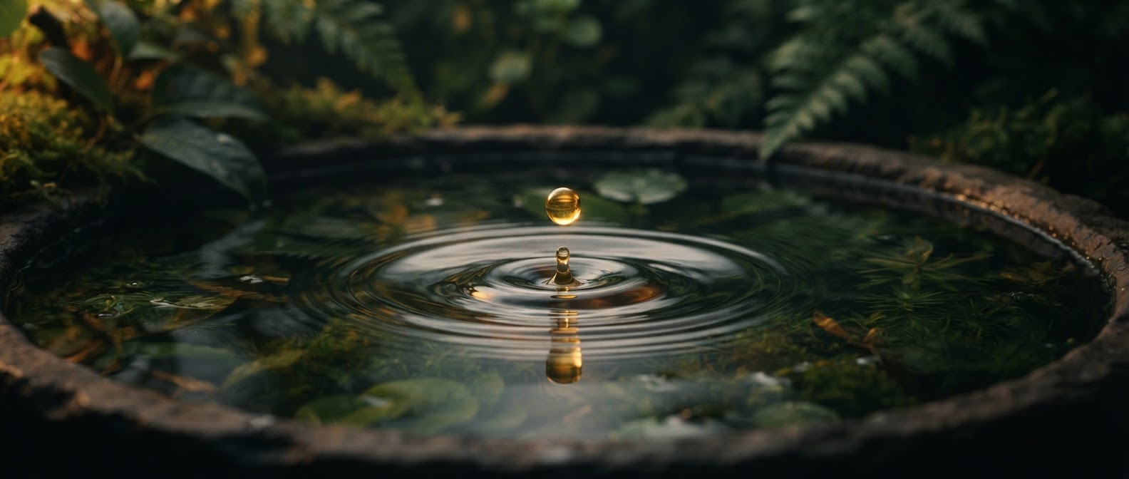 A drop of essential oil meeting water