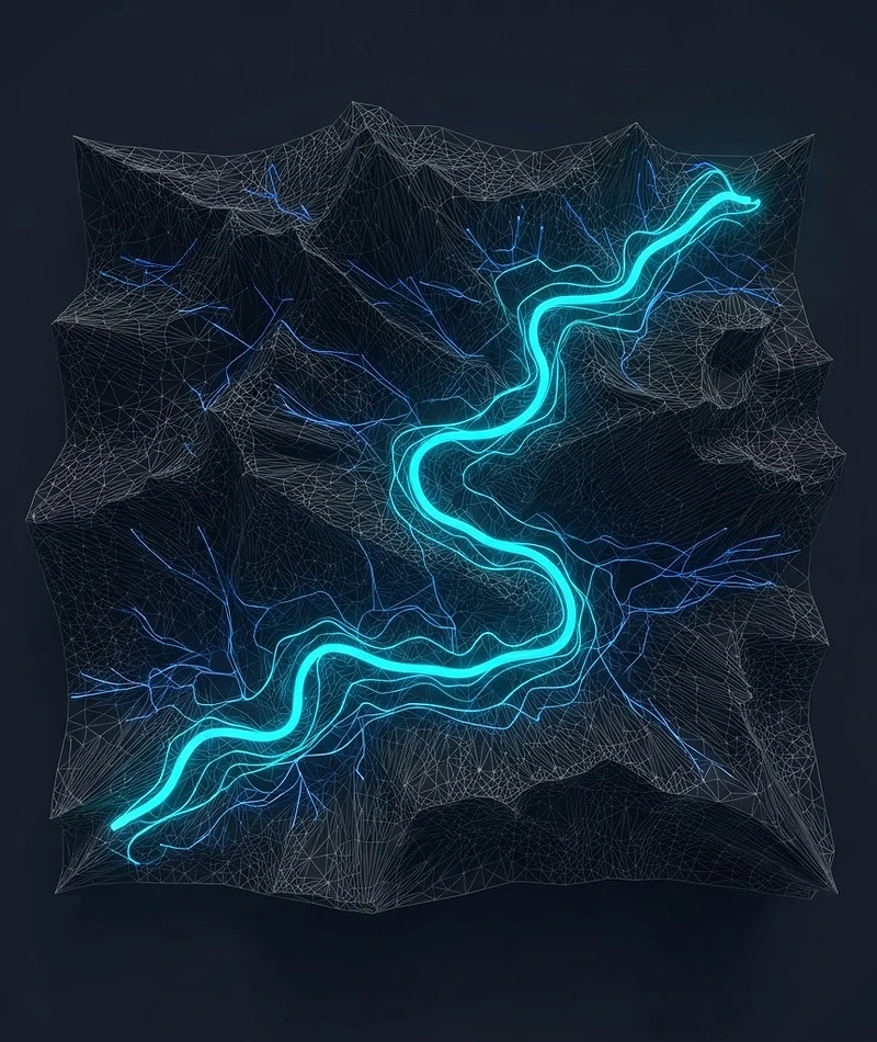 Topographic route wireframe