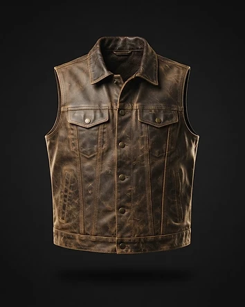 Vintage Waxed Leather Vest