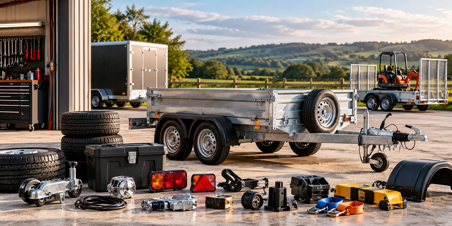 Trailer with trailer accessories and equipment