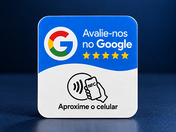 Plaquinha NFC Google Física — Azul — 10 × 10 cm