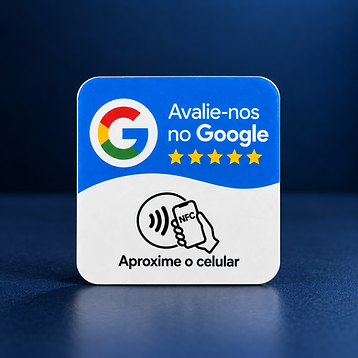 Plaquinha NFC Google Física — Azul — 10 × 10 cm