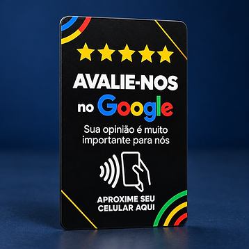 Cartão NFC Google Físico — Preto (CR80) 85,60 × 53,98 mm