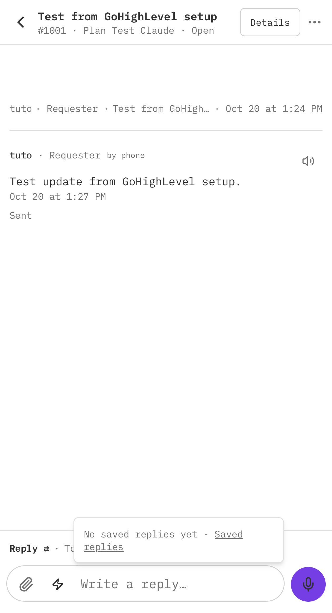 Saved replies in the dskr.ai reply box