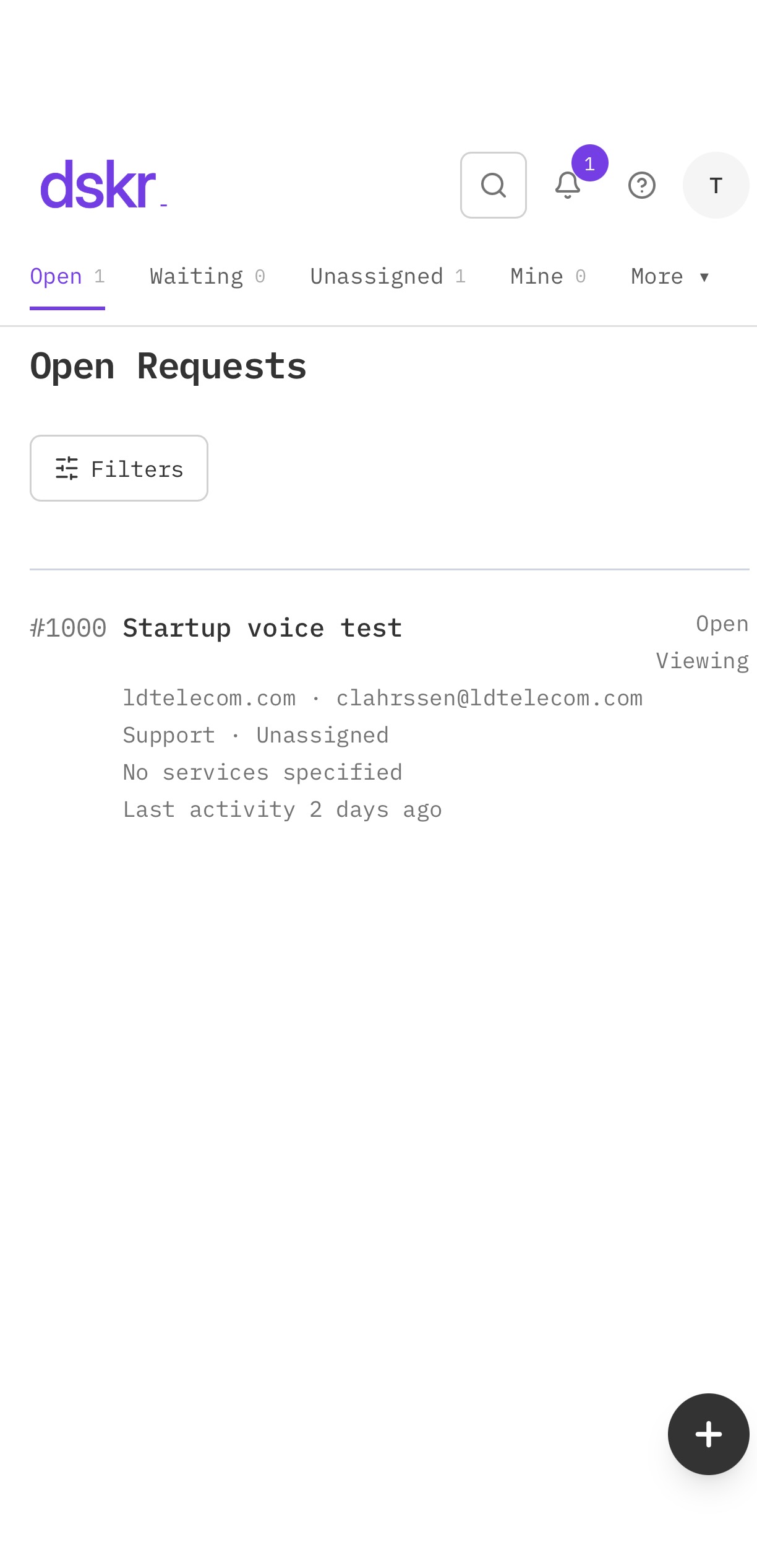 dskr.ai help desk app on iPhone