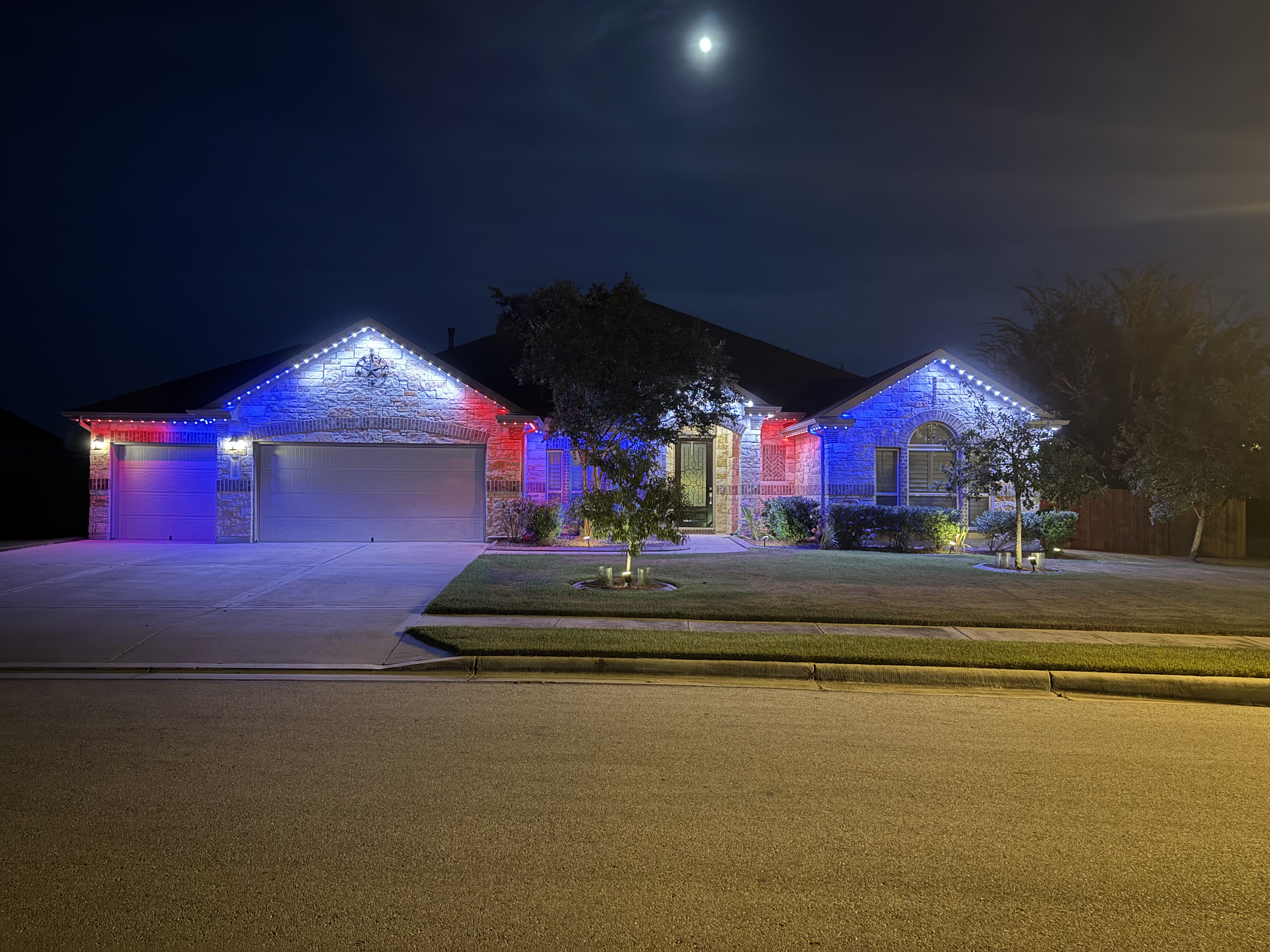 Same home illuminated in different architectural lighting scenes
