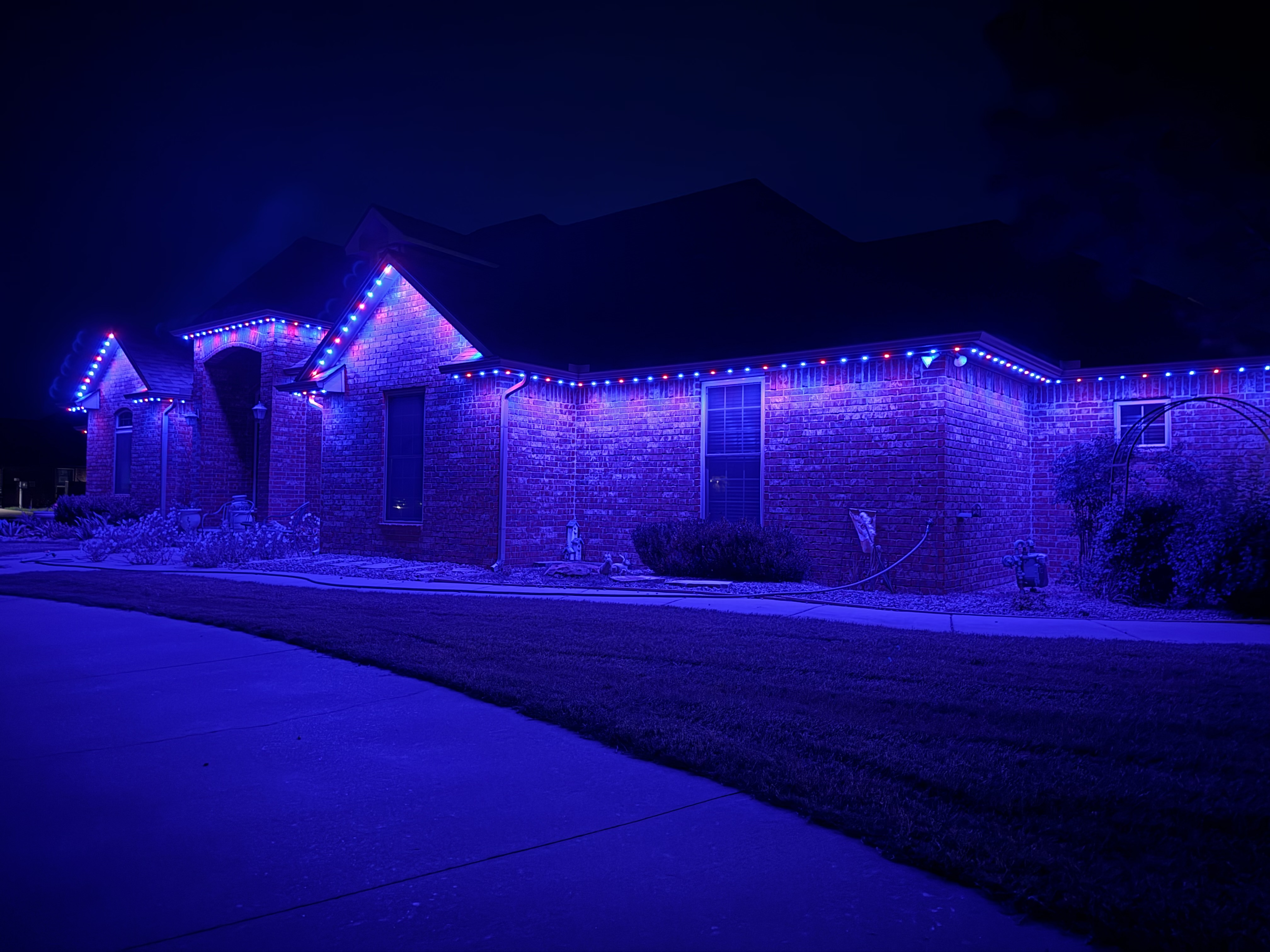 Same home illuminated in different architectural lighting scenes
