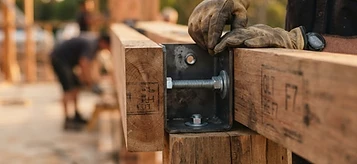 Illustrative structural timber beam connection — AI-generated, not a Mair project