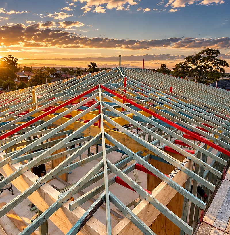 Mair Building & Carpentry roof framing project under construction