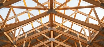 Illustrative Australian timber roof trusses and rafters — AI-generated, not a Mair project