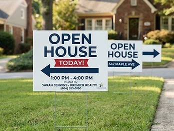 Open house real estate yard signs